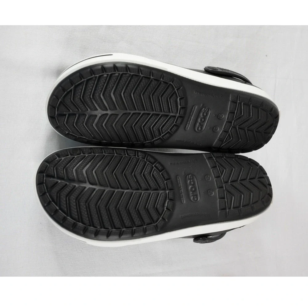 Crocs Crocband Clogs Mens 10 Womens 12 Black Excellent Sporty Slip On Shoes